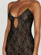 V-neck Hollow Out Lace Floral Mini Dress